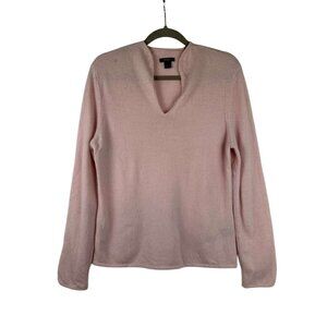 Privé Women’s Large Light Pink V-Neck Long Sleeve 100% Cashmere Sweater